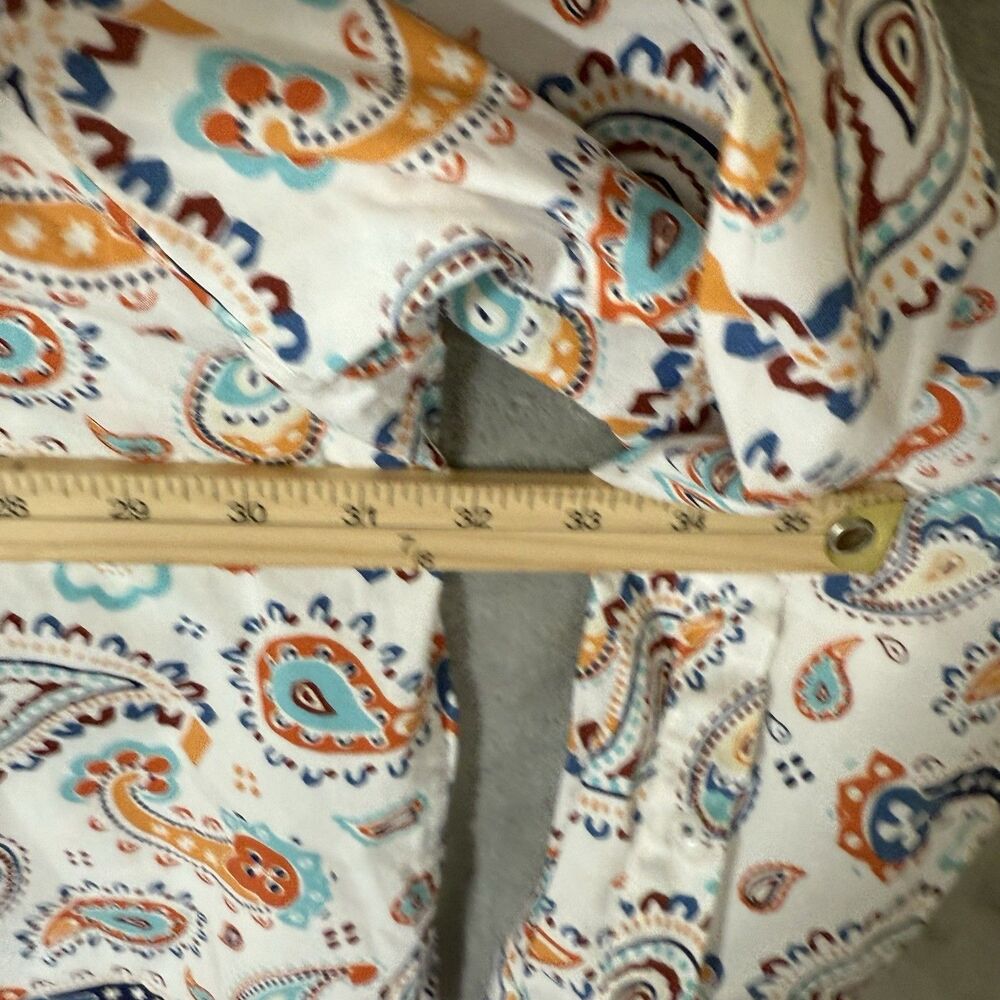 NWT Cremieux Premium Denim Shirt Men 4XB Paisley Big Flip Cuff Contrast